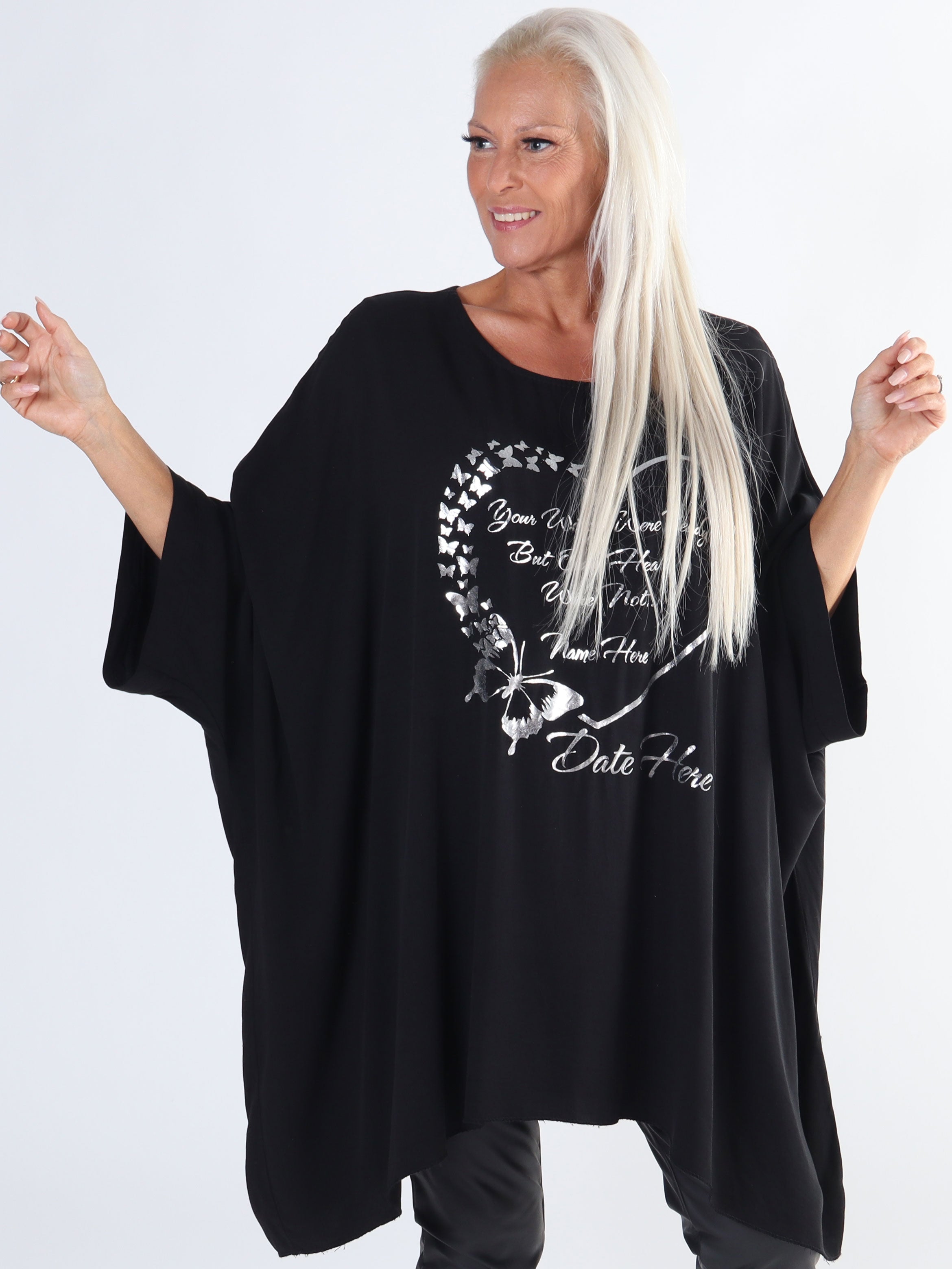 Hope Short - Cool plus size bluse med motiv foran